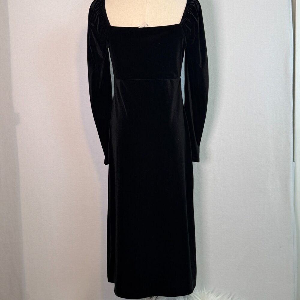 Boden | NWT | Black Sweetheart Neck Velvet Midi Off Shoulder Dress | Sz 4P US - Picture 5 of 13
